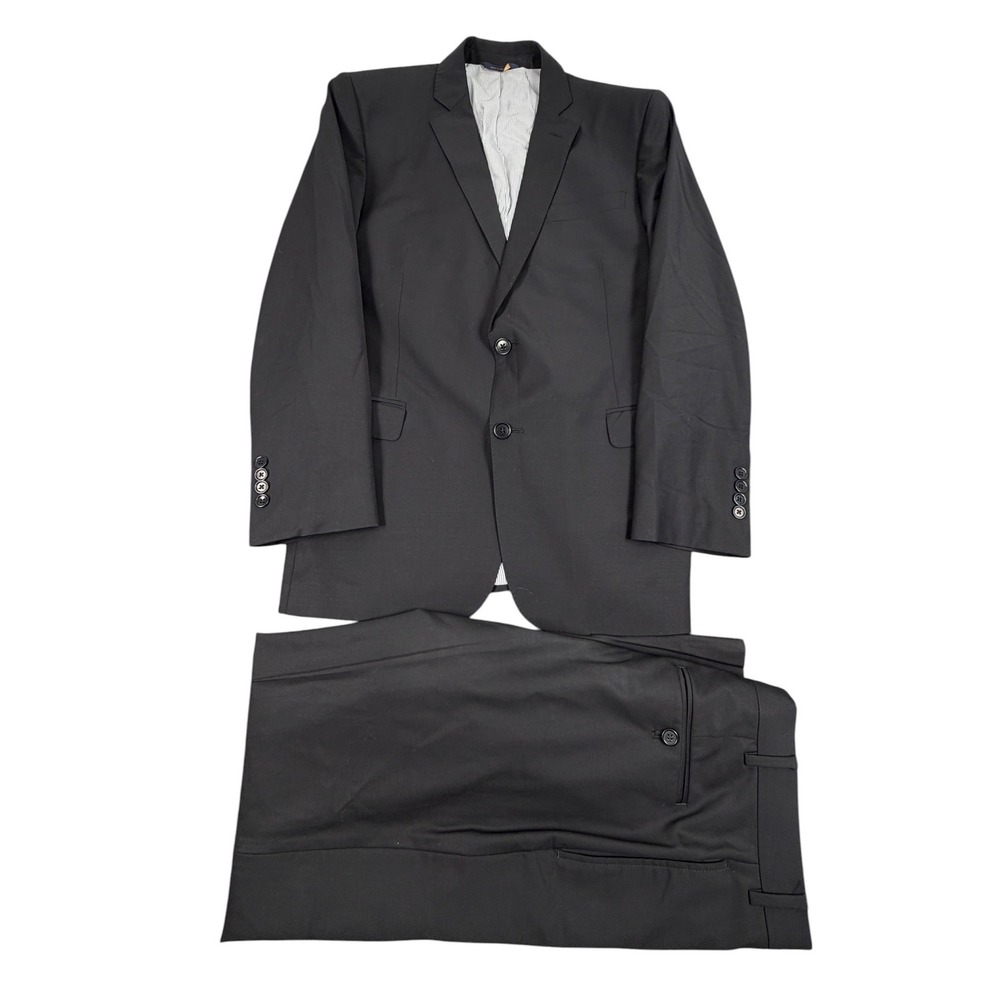 Brooks Brothers Explorer Regent Fit Mens 2 Piece Suit Black Wool Blend 40R 32X31